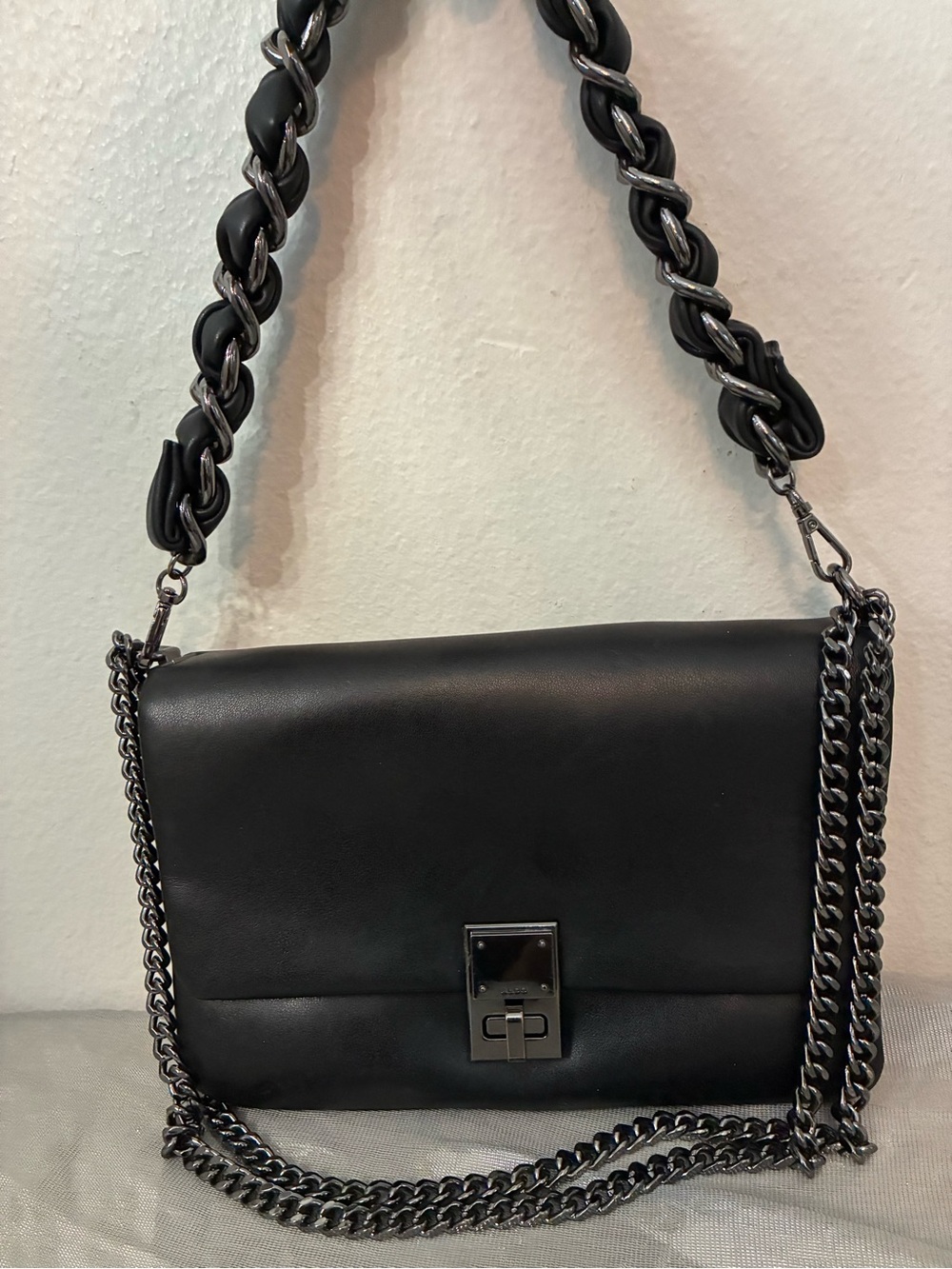 Aldo Black Chain-Handle Shoulder Bag